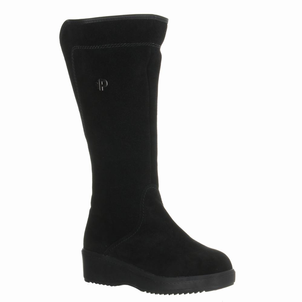 Black Women's Pajar Lisa A Suede Ice Gripper Snow Boots | FFK1670QI