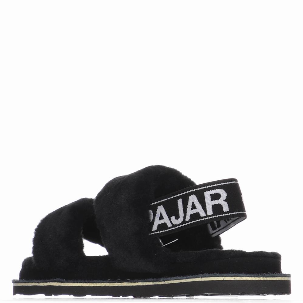 Black Women's Pajar Mara Strap Slippers | DZZ3082ST