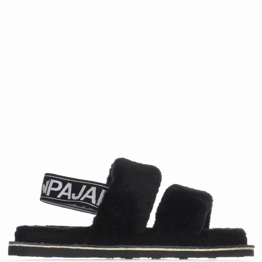 Black Women\'s Pajar Mara Strap Slippers | DZZ3082ST