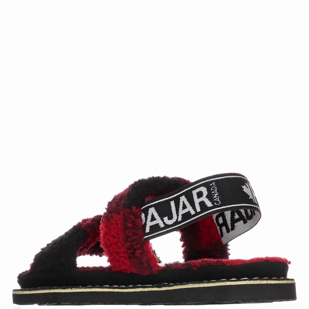 Red Black Women's Pajar Mara Strap Slippers | GSF7894YG